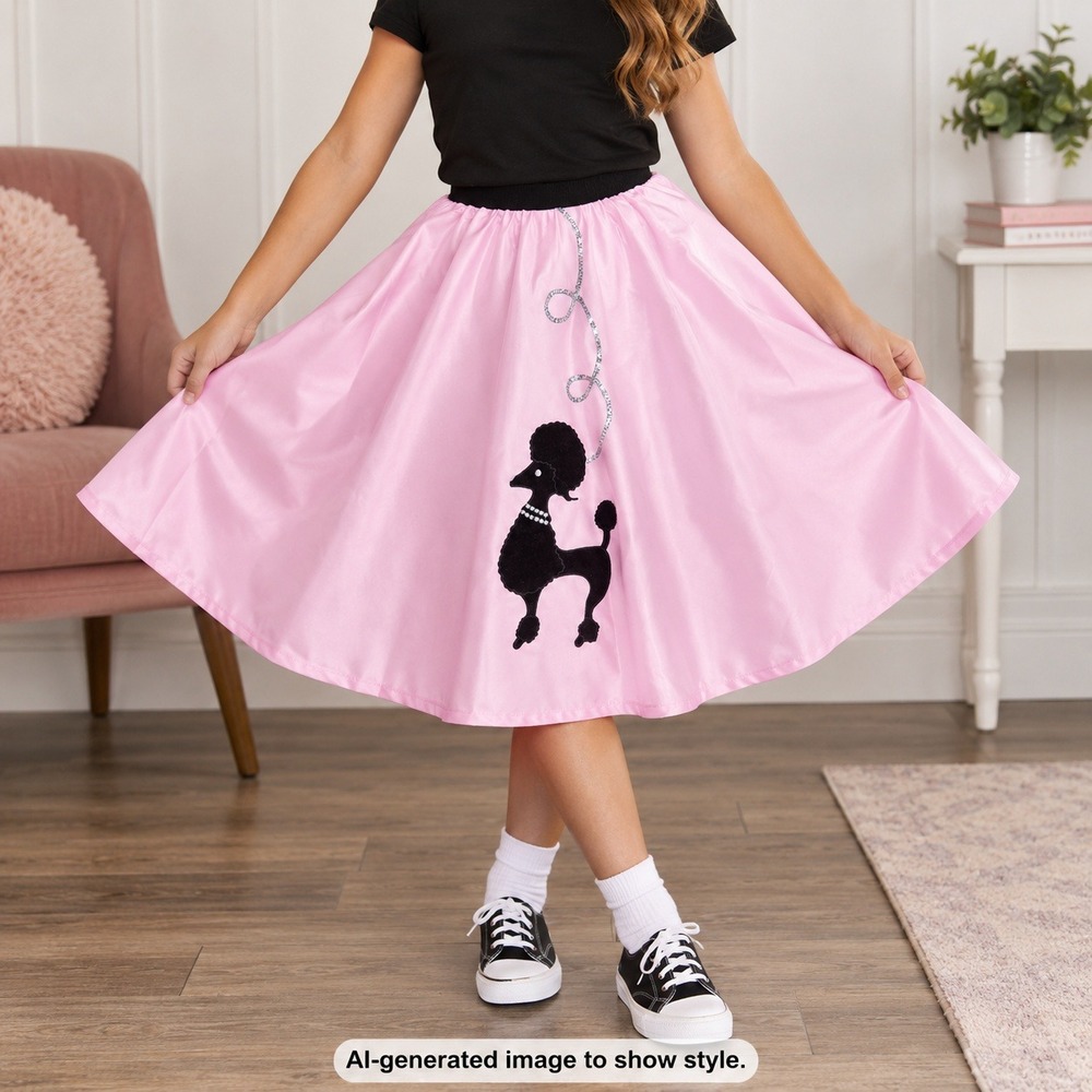 Girls Sock Hop Sweetie Pink Poodle Skirt 50s Halloween Costume Large 12-14 Retro